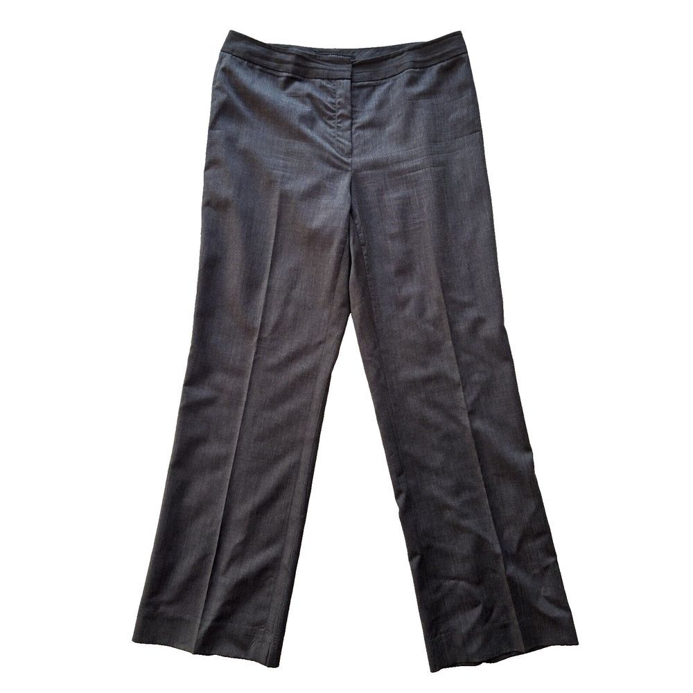 Lafayette‎ 148 Dress Pants Womens 8 Gray Flat Front Wool Office Career Business